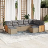 VidaXL Set canapele de grădină, 9 piese, cu perne, bej, poliratan