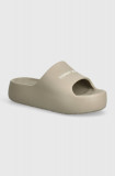 Tommy Jeans papuci TJW CHUNKY FLATFORM SLIDE femei, culoarea bej, cu platforma, EN0EN02454