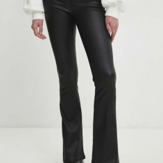 Answear Lab pantaloni femei, culoarea negru, evazati, medium waist