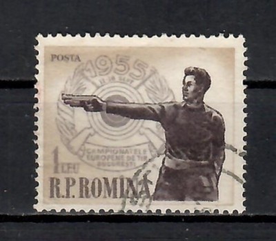 Romania 1955, LP.393 - Campionatele europene de tir, Stampilat foto