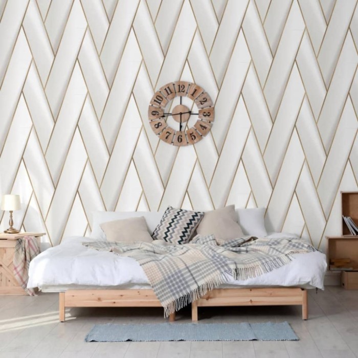 DUTCH WALLCOVERINGS Tapet &bdquo;Geometric&rdquo;, alb și auriu