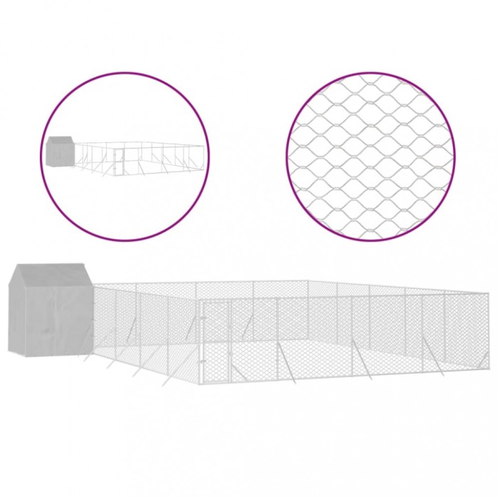 Padoc exterior cu acoperis argintiu 10x10x2,5 m otel galvanizat