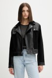 Desigual geacă ramones MOTOR culoarea negru, de tranzitie, 25WWEW53