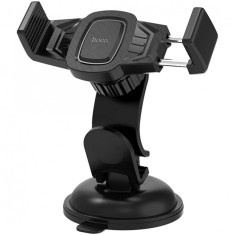 Suport auto pentru telefon cu cleme laterale Hoco (CA40), montaj Bord / Parbriz, fixare cu ventuza, Negru