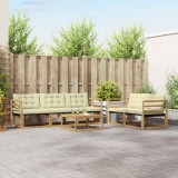 Cumpara ieftin Set de canapele de exterior 6 buc. Alb si crem