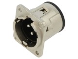 Conector XLR tată 3 pini drept THT din argint 6A