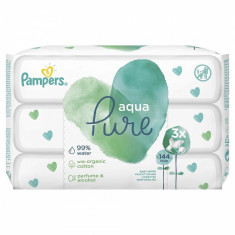 Servetele umede fara parfum Pampers Aqua Pure, 144 bucati foto