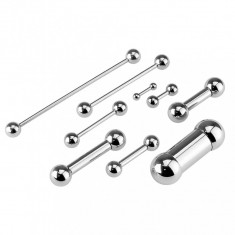 Piercing din o?el de culoare argintie - o bara dreapta terminata cu bile - Dimensiune: 1,6 mm x 22 mm x 5 mm foto