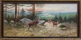 Cumpara ieftin Gr. Kuşovszky-Peisaj montan (1967) - pictură de mari dimensiuni, Peisaje, Ulei, Realism
