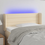 Tablie de pat cu LED, crem, 93x16x78/88 cm, textil GartenMobel Dekor, vidaXL