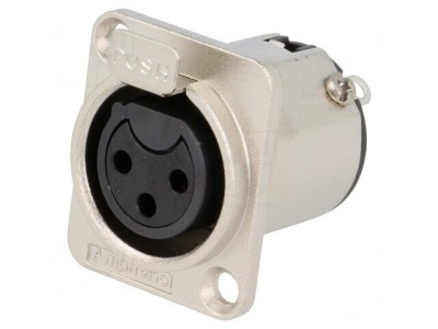 Soclu XLR Mamă 3 PIN Aurit cu Buton foto
