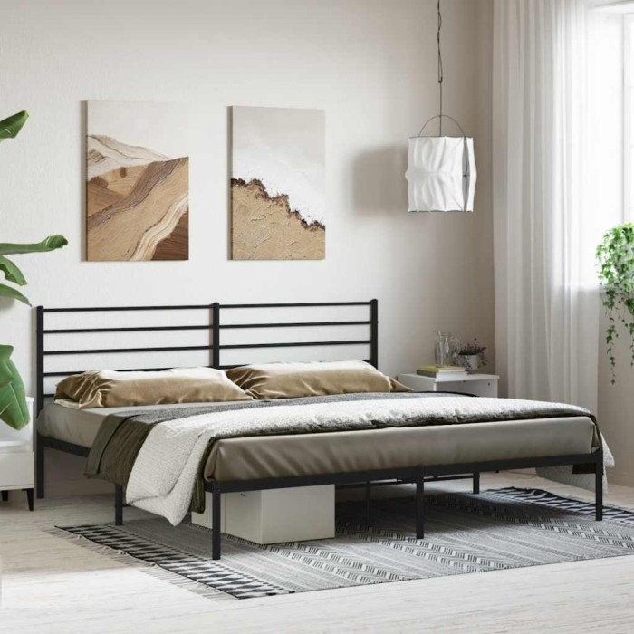 vidaXL Cadru de pat metalic cu tăblie, negru, 180x200 cm 352323