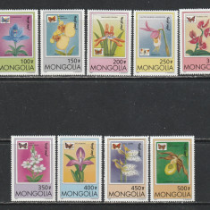 Mongolia 1997 - #695 Orhidee si Fluturi 9v MNH