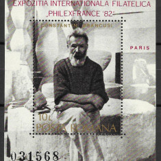 Romania 1982 - Expozitia Filatelica PHILEXFRANCE C. Brancusi, colita MNH, LP1054