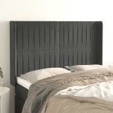VidaXL Tăblie de pat cu aripioare gri &icirc;nchis 147x16x118/128 cm catifea 3119867