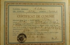 QW13 12 - 1942 - Certificat de cununie religioasa Parohia Baclesu jud Mehedinti