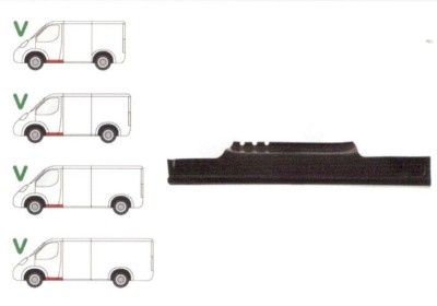 Prag metalic Vw Transporter (T5), 2004-2015, parte montare Prag stanga, sub usa fata, 956841, Aftermarket foto