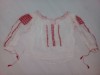 Ie Romaneasca Traditionala Veche, Broderie Manuala Fir Rosu, Motive Populare, Bluza Dama, BUST 90cm