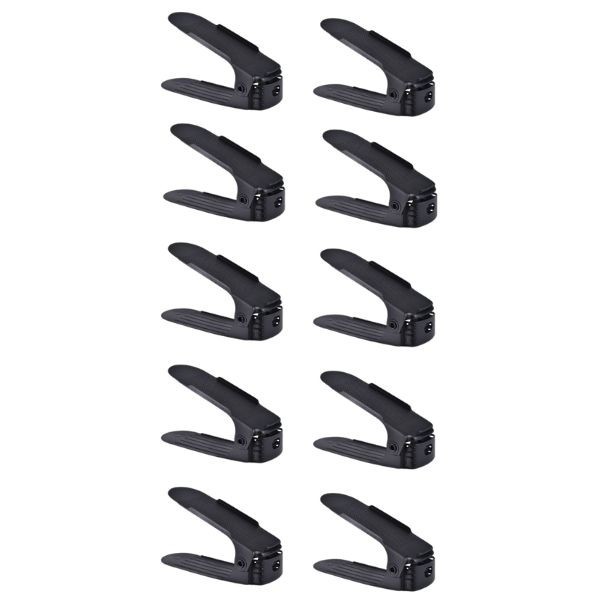 Set 10 buc, Organizator, Suport pentru Incaltaminte, Reglabil 3 Pozitii, Dublare Spatiu Depozitare, 6&times;25.5&times;11/17 cm, Negru