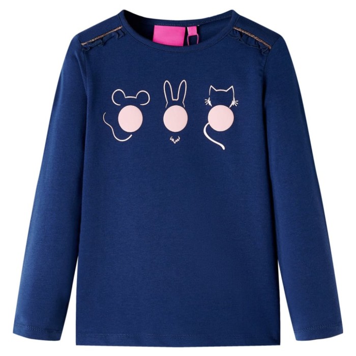 Tricou pentru copii cu m&acirc;neci lungi, bleumarin, 116