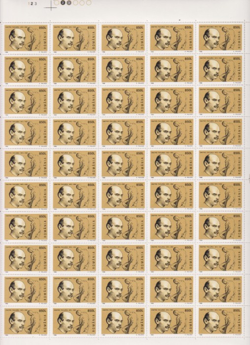 125 ANI DIMITRIE PACIUREA 1998 LP1470. MNH SET IN COLI DE 50, TIRAJ 1.035.000