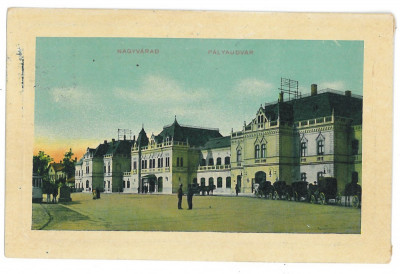 4381 - ORADEA, Railway Station, Romania - old postcard - used - 1911 foto