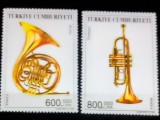 Turcia 2003 instrumente muzicale Trompeta , muzica serie 2v nestampilate