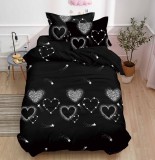 Cumpara ieftin Lenjerie De Pat 3D - Cupcake Xu013, Bumbac, 4 Piese, Fara Elastic, Imprimeu, Negru