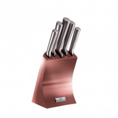 Set cutite 6 piese Berlinger Haus Pink, suport inclus, lame confectionate dintr-o bucata