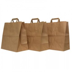 Set 250 Pungi Sacose Hartie Catering Kraft Natur Maner Plat 28x29x17cm foto