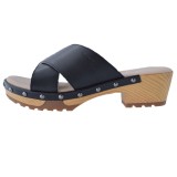 Saboți damă, piele naturală, marca Tamaris Comfort, 8-87301-20-001-01-09, negru