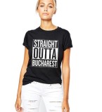 Tricou dama negru - Straight Outta Bucuresti - M