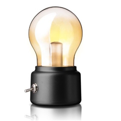 Lampa LED Decorativa sub forma de Bulb, Retro pentru interior, Negru/ Transparent, lumina Calda, Flippy foto