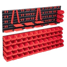 vidaXL Set cutii depozitare 141 piese cu panouri de perete, roșu&amp;negru