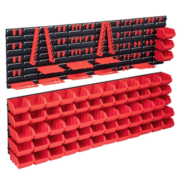 Set cutii depozitare 141 piese cu panouri de perete, roșu&amp;negru