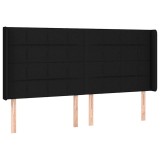 Cumpara ieftin Tablie de pat cu aripioare, negru, 203x16x118/128 cm, textil