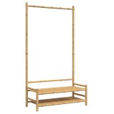Cumpara ieftin Cuier pentru haine cu rafturi, 103x40x183 cm, bambus