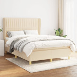 VidaXL Pat continental cu saltea, crem, 140x200 cm, material textil 3128690
