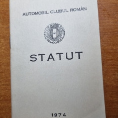 statutul - automobil club roman - din anul 1974