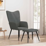 vidaXL Scaun de relaxare cu taburet, gri &icirc;nchis, textil 327953