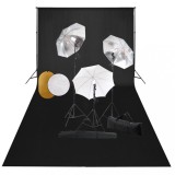 VidaXL Set studio foto cu lămpi, umbrele, fundal și reflector