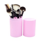 Cumpara ieftin Set 12 pensule pentru machiaj, peri sintetici, manere usoare, cutie eleganta pentru depozitare, ideal pentru machiaj complet al fetei, roz deschis
