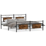 Cumpara ieftin Cadru de pat metalic fara saltea, stejar fumuriu, 183x213 cm