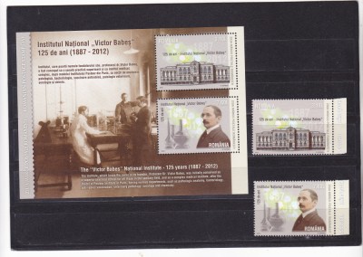 Romania 2012, LP 1947 , Ziua Marcii, Victor Babes,COLITA + SERIE, MNH! foto