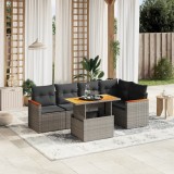 Set mobilier gradina cu perne, 6 piese, gri, poliratan GartenMobel Dekor, vidaXL