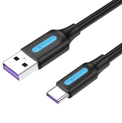 Cablu USB 2.0 USB A - USB C 3m 5A dublu ecranat negru 480Mbps VENTION CORBI foto