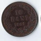 Moneda 10 bani 1867, Watt - Romania