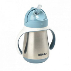 Cana inox cu pai 250ml - Albastru