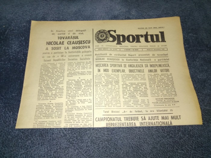 ZIARUL SPORTUL 28 DECEMBRIE 1982