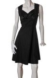 Rochie eleganta classy retro feminina cu placa satin bust bumbac 100%, 42, Negru